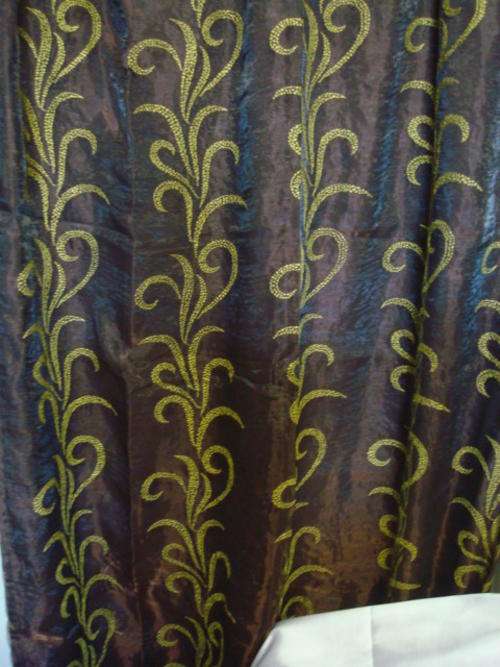2X 150cm w x 220 l Pattern organza  Curtains lined Brown and Green