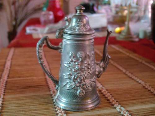 miniature pewter kettle
