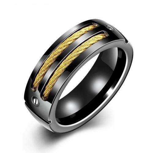 Unique Dual Finish Cables and Screw Design Men's Wedding Band