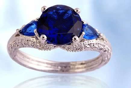 Exquizite Simulated Sapphire Silver Polished Ring