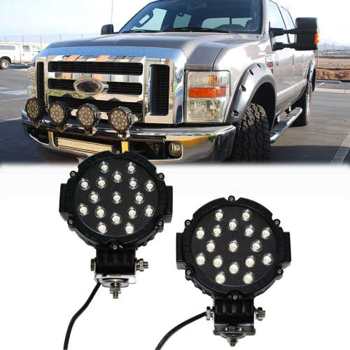 SET 7 Inch 51W Car Round LED Work Light Waterproof Light Lamp Super Bright