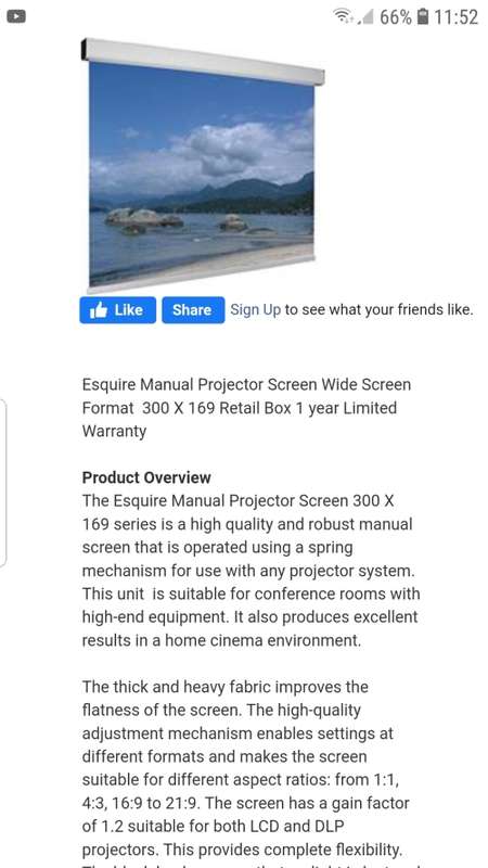 Epson EB-570 ULTRA SHORT THROW Projector + Esquire screen