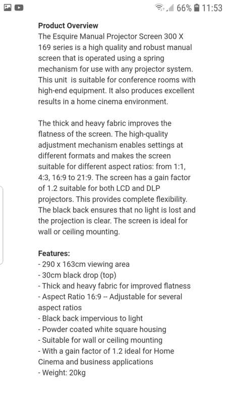 Epson EB-570 ULTRA SHORT THROW Projector + Esquire screen