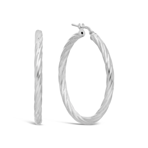 Sterling Silver 30mm Twisted Hoop Earring