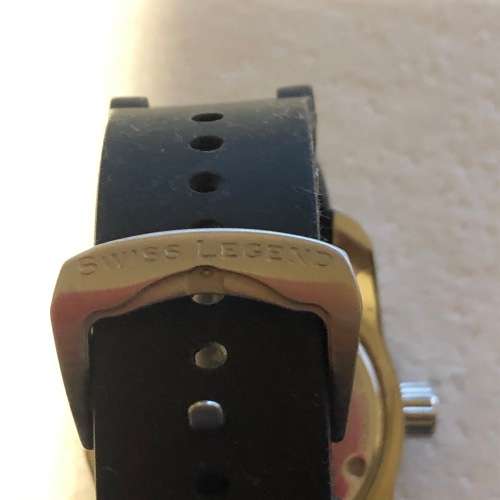 Swiss Legend Black 47mm Commander Swiss Quartz Date Silicone Strap Watch