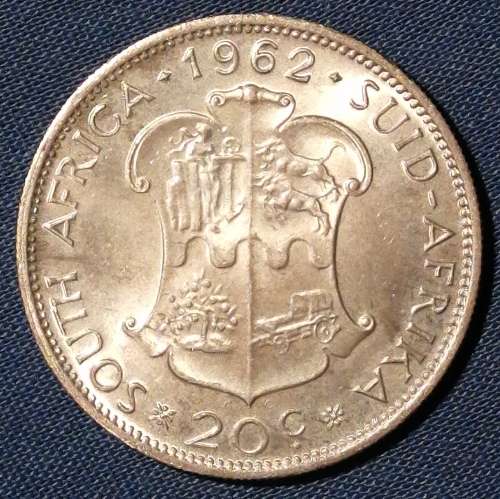 ** Bargain R1 Start ** SA 1962 Silver 20C - very nice coin