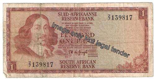 **R1 Bargain start** South Africa R1 Signed T De Jongh - Replacement note