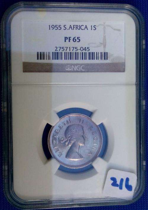 1955 Union Proof 1 Shilling NGC PF65