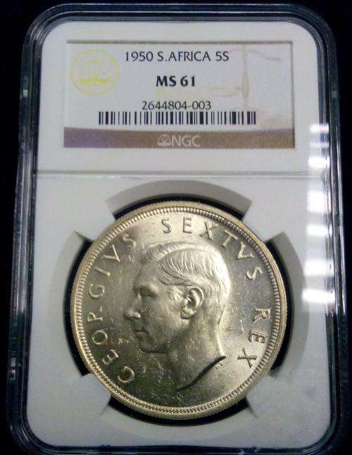 1950 Crown, 5 Shillings NGC MS61