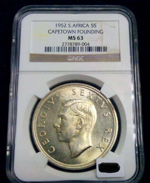1952 Crown, 5 Shillings NGC MS63