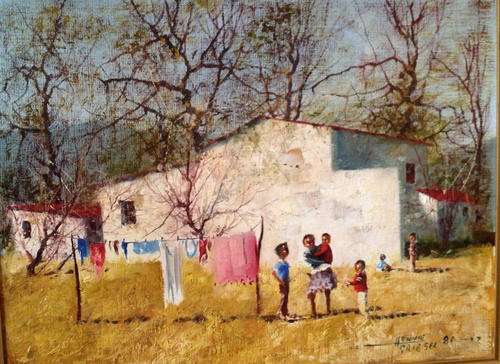 Hennie GRIESEL (1931-2008) farm scene original oil on board south african art