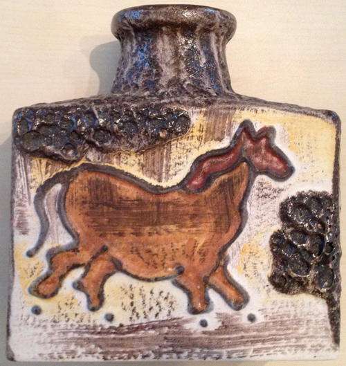 West german art pottery lava vase hand decorated retro mid century modern design