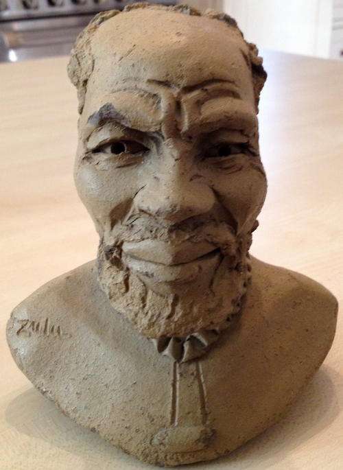 Hezekiel Ntuli Eshowe 'zulu' bust sculpture clay art original south african