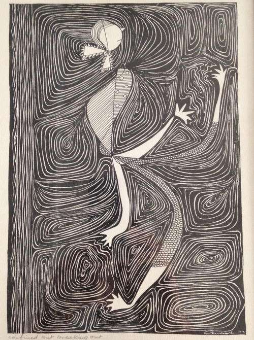 Thelma CHAIT woodblock print original south african art listed artist