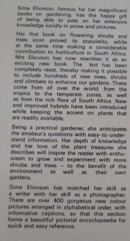 Shrubs, Trees and Climbers for Southern Africa - Sima Eliovson - Hardcover - 270 pages