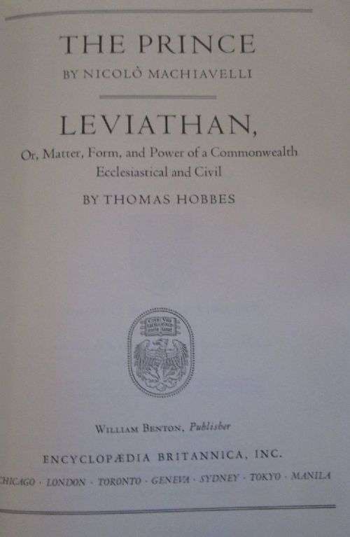 Machiavelli - The Prince & Thomas Hobbes - Leviathan - Great Books of the Western World