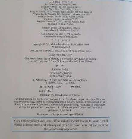 The Secret Language of Destiny - A Personology Guide to Finding Your Life Purpose - Goldschneider,