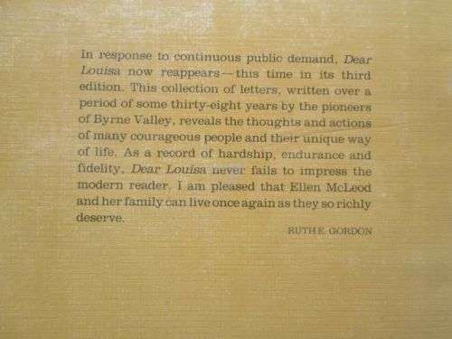 DEAR LOUISA History of a Pioneer Family in Natal 1850-1888 by Dr R E Gordon