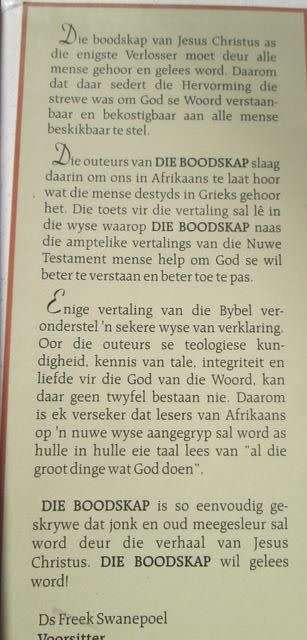 Die Boodskap - Die Nuwe Testament in Hedendaagse Afrikaans