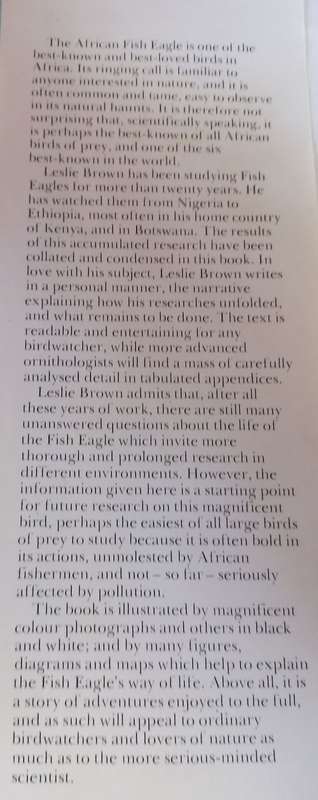 The African Fish Eagle - Leslie Brown - Hardcover - 168 pages