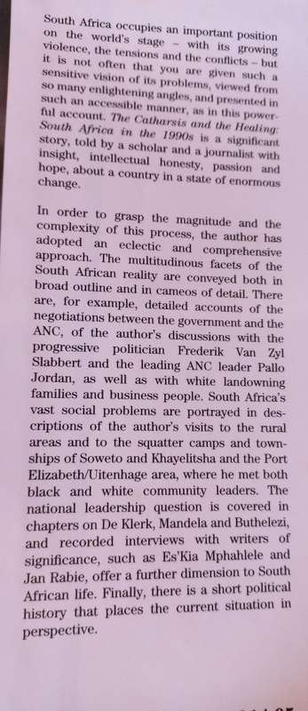 The Catharsis and the Healing - South Africa in the 1990`s - Zeki Ergas - Hardcover - 376 pages