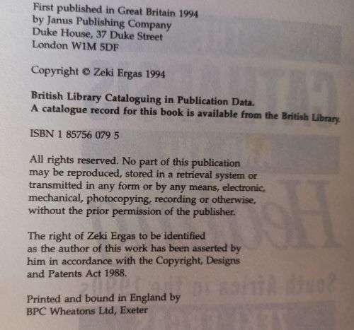 The Catharsis and the Healing - South Africa in the 1990`s - Zeki Ergas - Hardcover - 376 pages