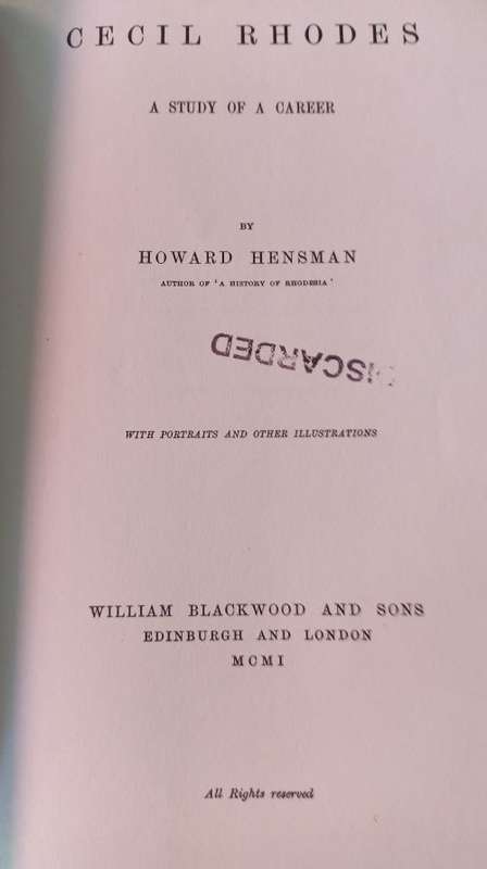 Cecil Rhodes - A Study of a Career - Howard Hensman - Hardcover