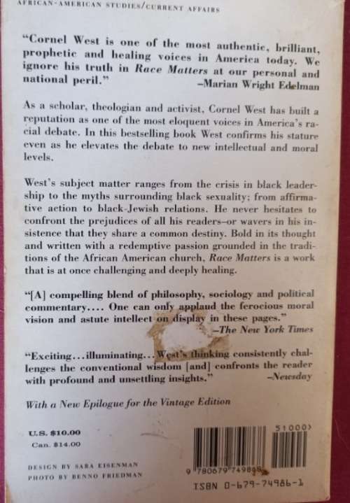 Race Matters - Cornel West - Softcover - 159 pages