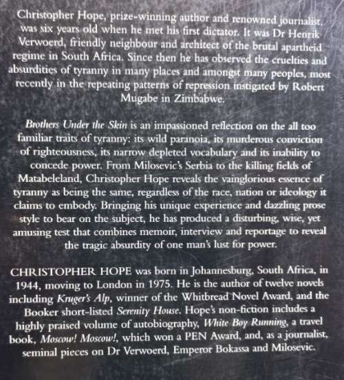 Brothers Under the Skin - Travels in Tyranny - Christopher Hope - Softcover - 280 Pages