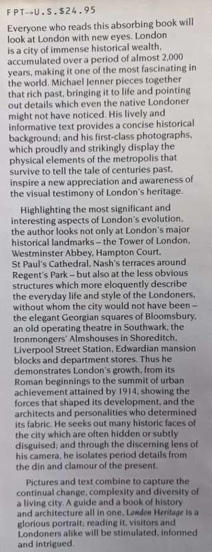 London Heritage - The Changing Style of a City - Michael Jenner - Hardcover - 255 Pages