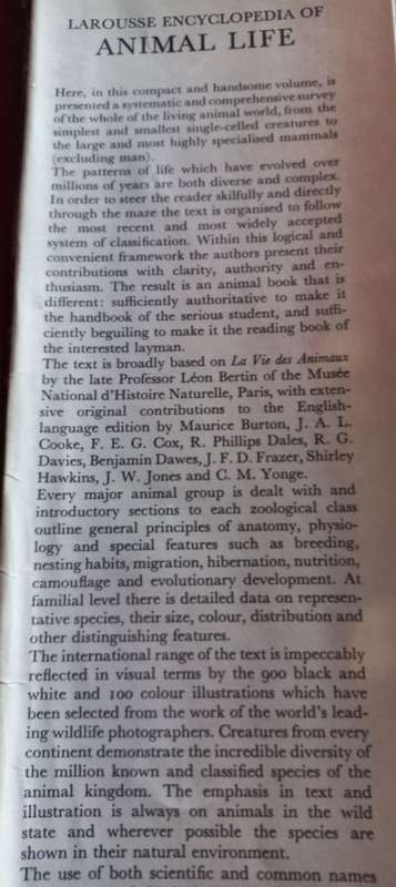 Larousse Encyclopedia of Animal Life - Paul Hamlyn London - Hardcover - 640 Pages