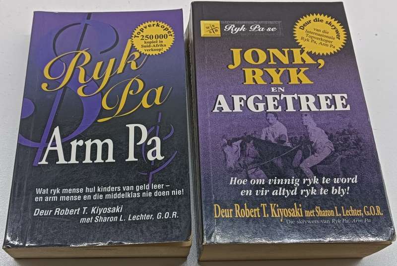 Jonk, Ryk en Afgetree & Ryk Pa Arm Pa - Robert T Kiyosaki - 2 softcovers - 471 & 277 pages