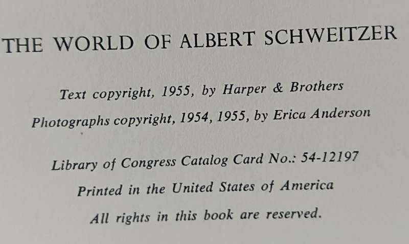 The World of Albert Schweitzer - A Book of Photographs - Erica Anderson - Hardcover - 142 pages