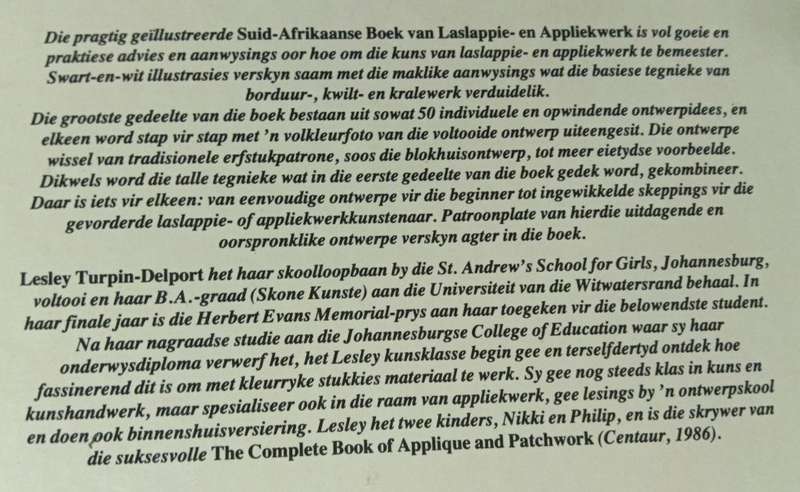 Die Suid-Afrikaanse Boek van Laslappie en Appliekwerk Lesley Turpin- Delport Hardcover - 175 pages