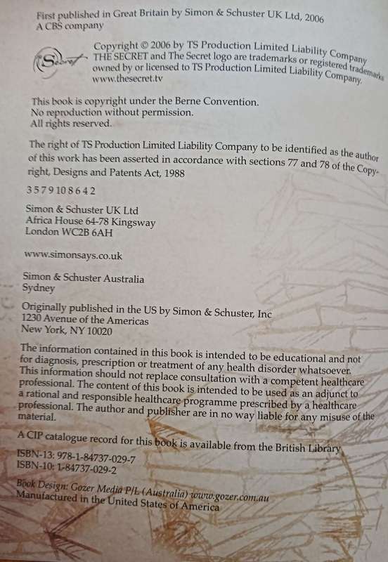 The Secret - Rhonda Byrnes - Hardcover - 198 Pages
