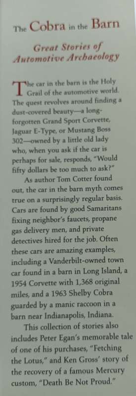 The Cobra in the Barn - Great Stories of Automotive Archaeology - Tom Cotter - Hardcover - 256 pages