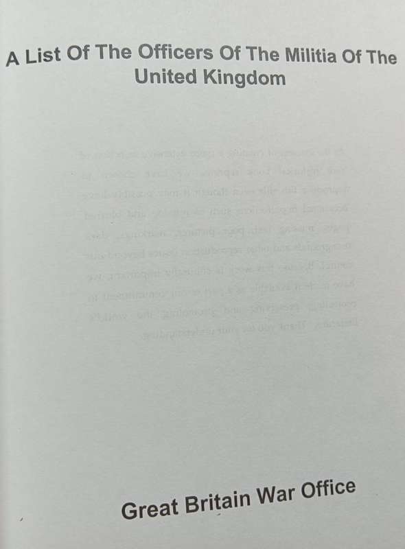A List of The Officers of the Militia of the United Kingdom - British War Office - Softcover - 154 P