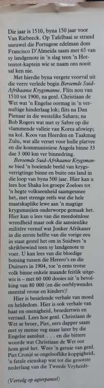 Beroemde Suid-Afrikaanse Krygsmanne - Various Authors - Hardcover - 192 pages