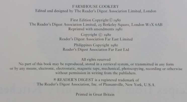 Farmhouse Cookery - Reader`s Digest - Hardcover - 400 pages