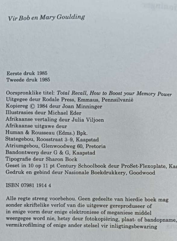 Totale Geheue - Dr Joan Minninger - Hardcover - 255 pages