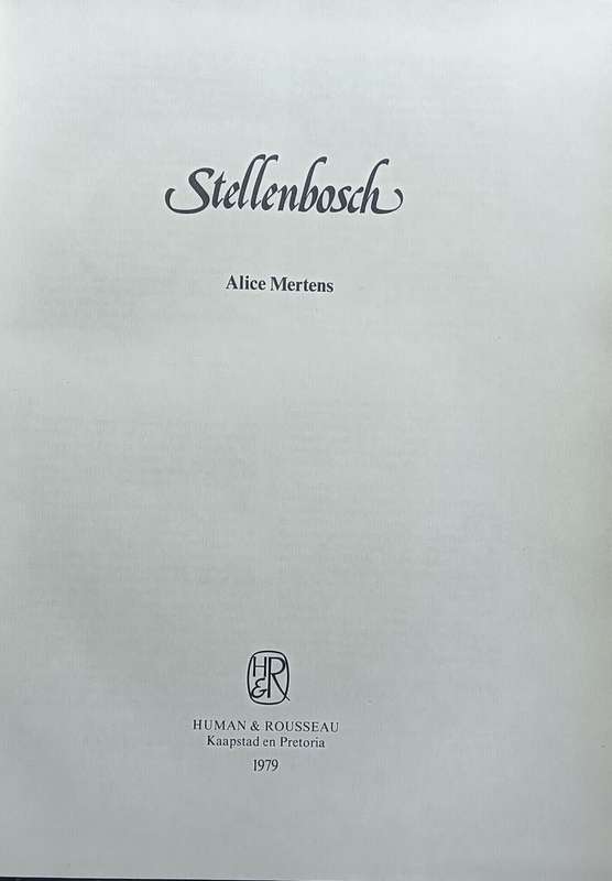 Stellenbosch - Alice Mertens - Hardcover