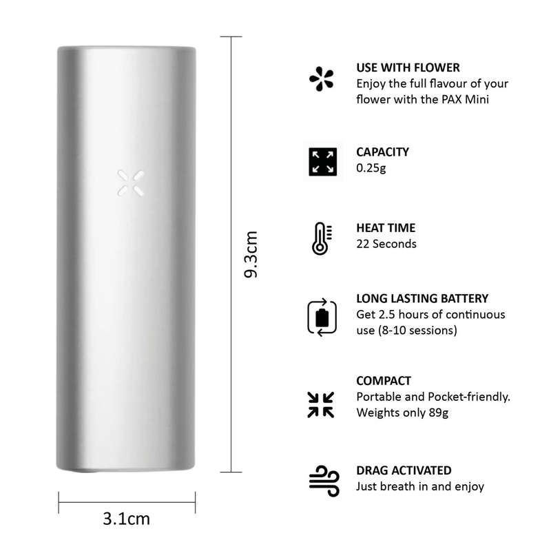 PAX Mini Dry Herb Vaporizer (Silver)