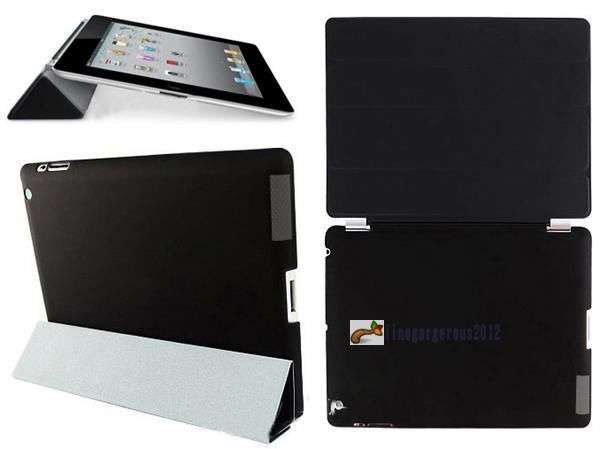 Magnetic Smart Cover Case W/Stand + Ultra Slim Back Cover for iPad 2/3/4 Black