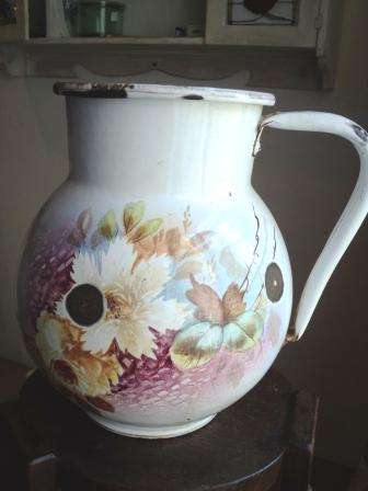 OLD LARGE JUG...ENAMEL ..DIFFERENT