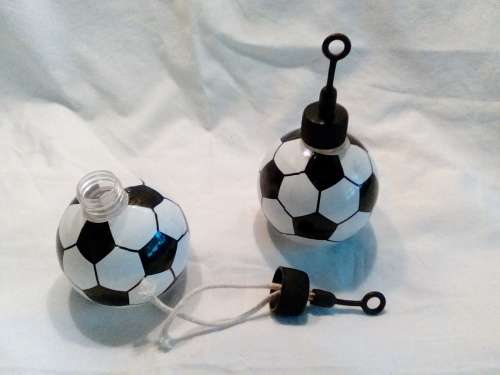 THESE ARE TWO UNIQUE PLASTIC SOCCER BALL PARRIFIN LAMPS!