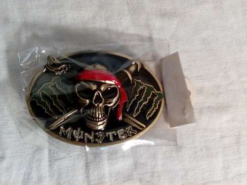 THIS IS A BEAUTIFUL BELT BUCKLE WITH A STUNNING EMBOSSED MONSTER LOGO - REALLY STUNNING!!