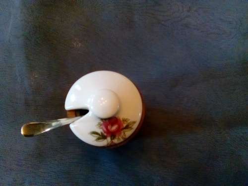 I HAVE SUCH AN EXQUISITE LITTLE WOOD MUSTARD POT WITH PORCELAIN LID AND STEEL SPOON!!!