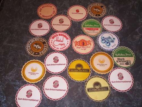 LOOK AT THIS COLLECTION OF VARIOUS 'SUN INTERNATIONAL' PAPER COASTERS - PERFECT FOR YOUR PUB!!!
