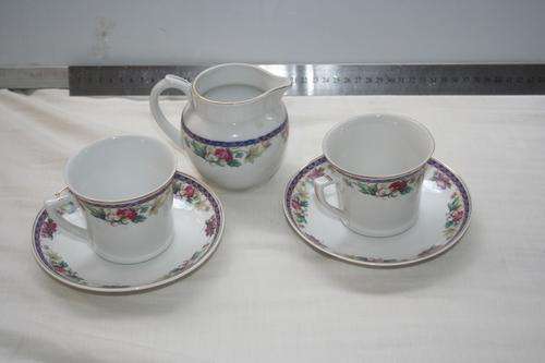 MAGNIFICENT TEA CUP AND SAUCER DUO WITH MILK JAR