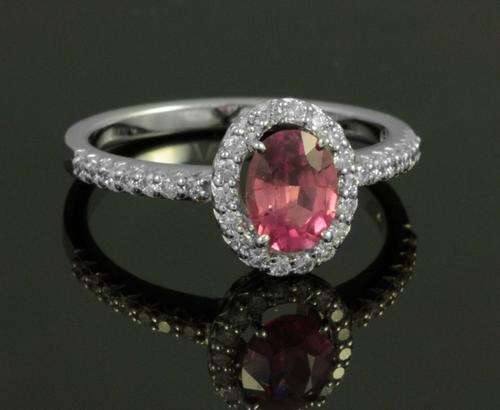Pink Sapphire and Diamond Ring set in 18k White Gold - Starting @ R1.00!